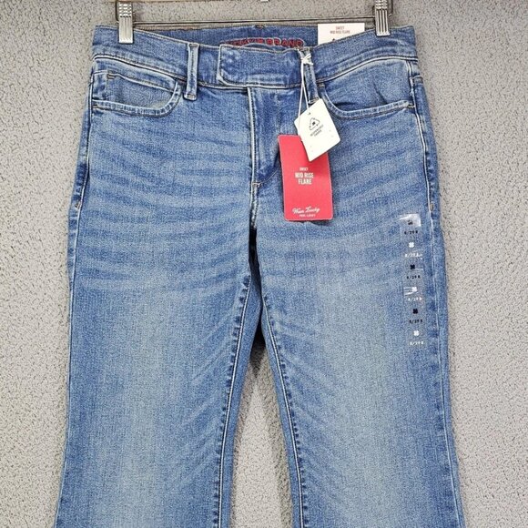 Women's Blue Sweet Mid-Rise Flared Stretch Jeans - Picture 2 of 8